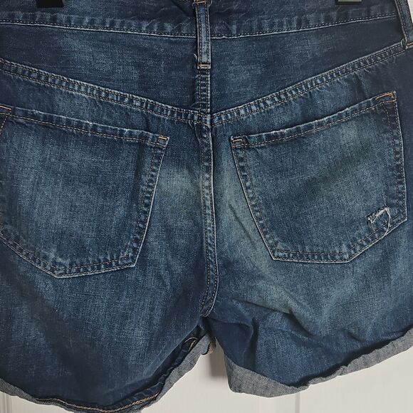 Blue Distressed Denim Boyfriend Shorts - Picture 16 of 16